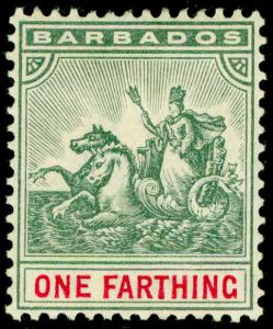 BARBADOS SG135, ¼d slate-grey & carmine, M MINT. Cat £12.