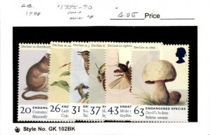 Great Britain, Postage Stamp, #1785-1790 Mint NH, 1998 Endangered Species (AB)