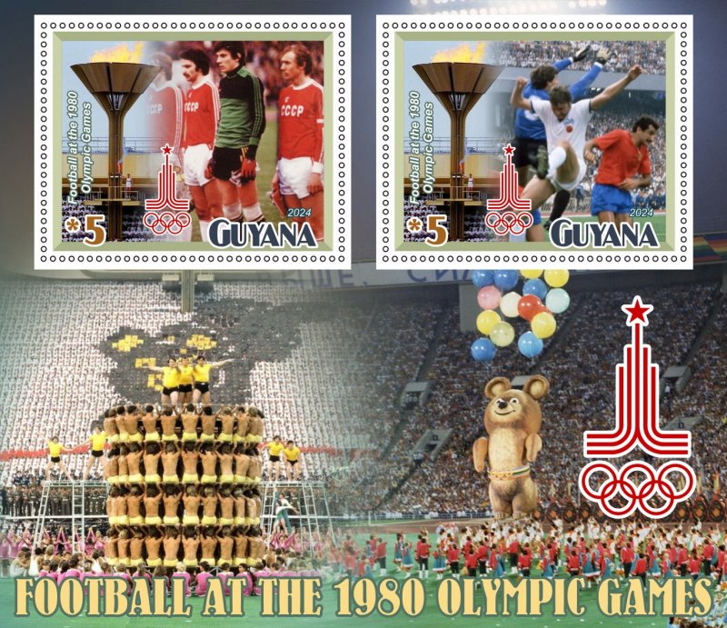 Olympic Games 1980 Football 2024 year, 8 sheets  perforated  NEW