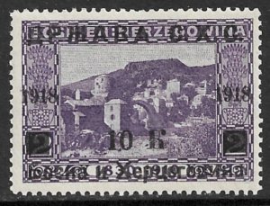 YUGOSLAVIA BOSNIA LOCAL 1918 10k on 2h View of Mostar Pictorial Sc 1L16 MNH