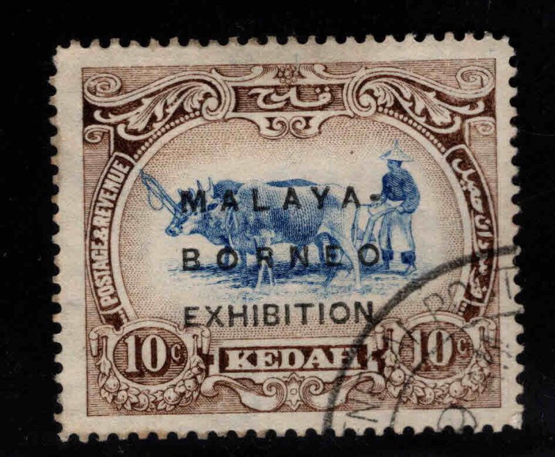 MALAYA Kedah Scott 33a Used wmk 4 Malaya Borneo Exhibition overprint CV $50