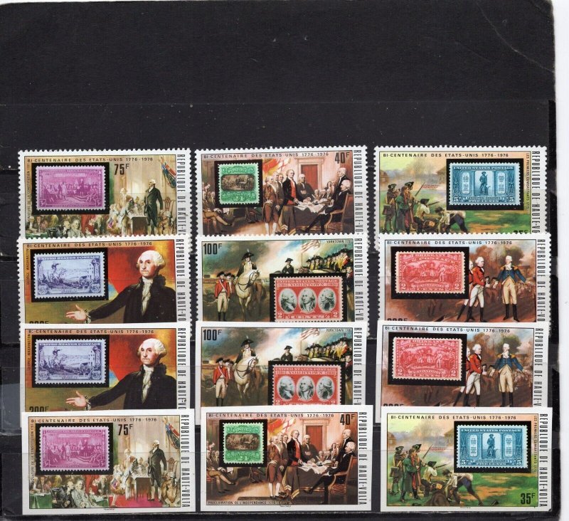 UPPER VOLTA 1975 PAINTINGS/AMERICAN BICENTENNIAL 2 SETS OF 6 STAMPS MNH