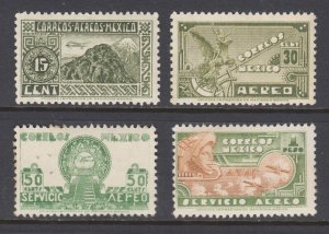 Mexico Sc C67, C69, C71, C72, MNH. 1934 Air Mail issues, 4 diff from set, fresh