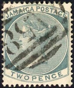 Jamaica SG20a 2d Slate Wmk CA Bluefields A58 (type J) Pmk