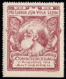 1912 Belgium Cinderella He Taught His People to Read Conscience Day MNH