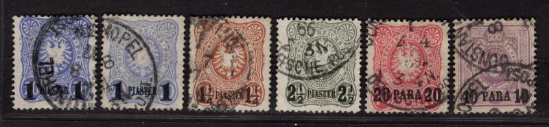 $German Offices Turkey Sc#1-6 used, F-VF, complete set, Mi#5a D Cert., Cv. $655 