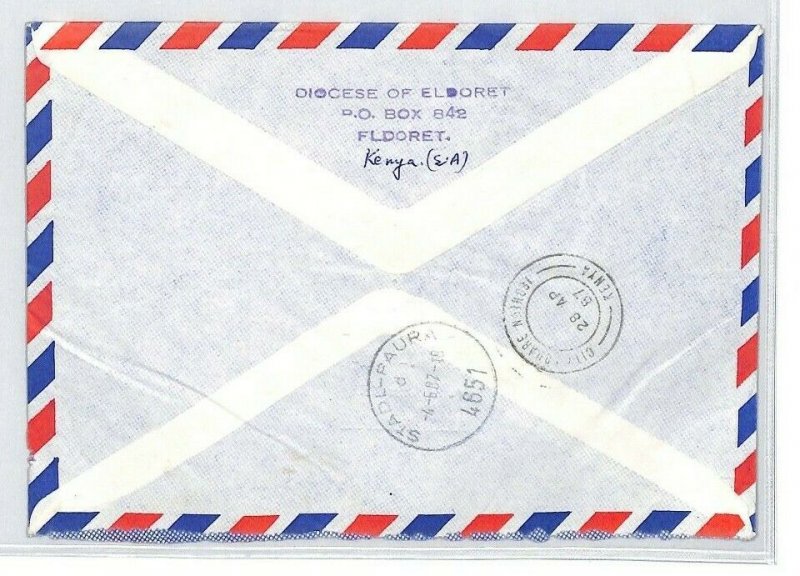 KENYA Cover Eldoret 1990 FLOWERS Air Mail MIVA MISSIONARY {samwells}CA163