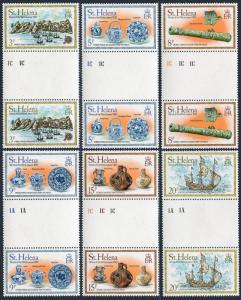 St Helena 318-323 gutter,MNH.Michel 307-312. 1978.Wreck of the WITTE LEEUW,1613.