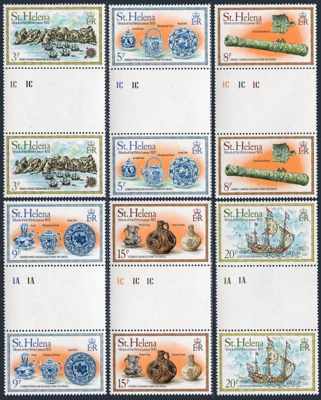 St Helena 318-323 gutter,MNH.Michel 307-312. 1978.Wreck of the WITTE LEEUW,1613.