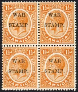 Jamaica SG74 1 1/2d Orange No Stop and Broken T M/M