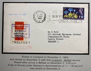 1964 Belfast England First Day Cover Cambrian Airway Letter Service