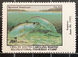 US Stamps - South Carolina -  1994 - 1995 - Marine Recreational Stamp  - Unused