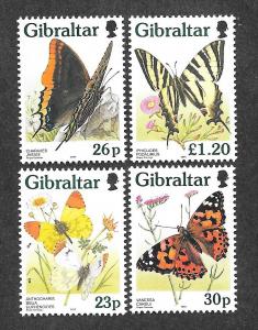 Gibraltar 728-731 Mint NH MNH Butterflies!