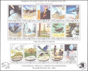 Tonga-Niuafoou #123, Complete Set, Sht of 15, 1989, Space, Never Hinged