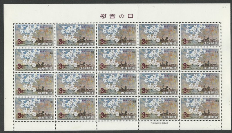 Ryukyu Islands # 144  Memorial Day  Sheet/20     (1) Mint NH