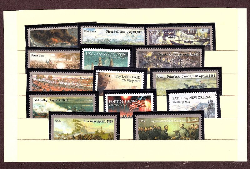 4522-23 / 4980-81 Civil War Singles  Mounted with Clear Perforations MNH (2015A)