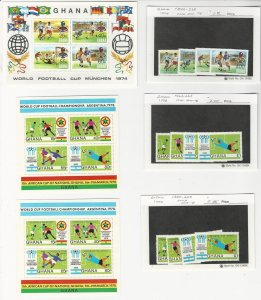 Ghana, Postage Stamp, #525-9, 660-9 Set & Sheet Mint NH, 1974 Football