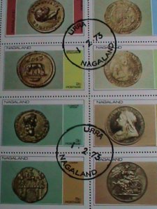 GREAT BRITAIN-NAGALAND-AIRMAIL STAMP-1973 ANCIENT GOLD COINS -CTO-FULL SHEET VF