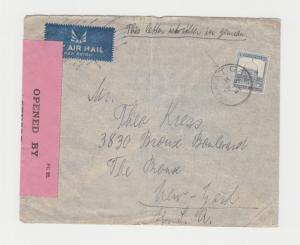 PALESTINE -USA 1941 CENSOR (70/7233) AIRMAIL COVER, 15m RATE (SEE BELOW)