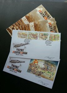 Malaysia Battle Sites 2016 World War Combat Weapond Fight Bom (FDC pair) *signed