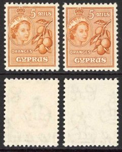 Cyprus SG175/a 5m Brown-orange and 5c Orange brown U/M Cat 18.50 pounds