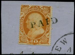 #38 VF TIED ON SMALL PC. PERFECTLY STRUCK BLACK PAID CANCEL; PFC CV$460 BQ2403