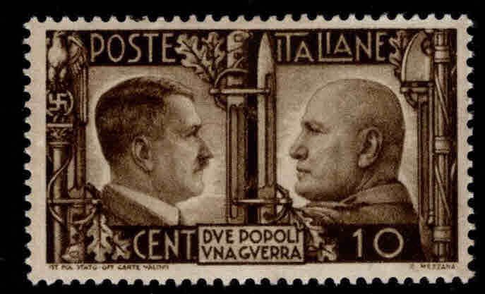 Italy Scott 413 MH*  from 1941 Rome-Berlin axis Hitler and Mussolini stamp 1941