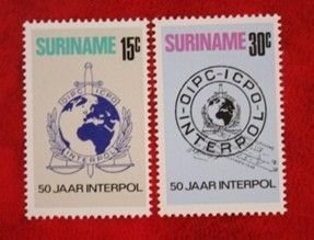 SURINAME 1973 50 years Interpol MNH Scott# 406-407 SG 754-755