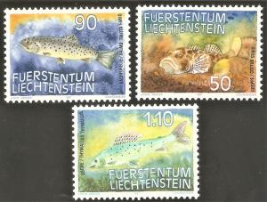 LIECHTENSTEIN Sc# 865 - 869 MNH FVF Set-3 Fish