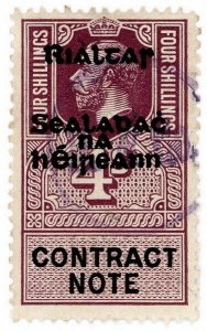 (I.B) George V Revenue : Ireland Contract Note 4/- (Provisional Government OP)