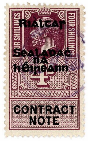 (I.B) George V Revenue : Ireland Contract Note 4/- (Provisional Government OP)