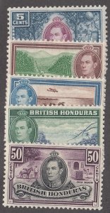 British Honduras #119-123 Mint