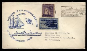 US 1959 Cover Launching First Nuclear Merchant Marine Vessel SAVANNAH