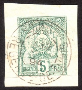 1893, Tunisia, 5c, Envelope Cut
