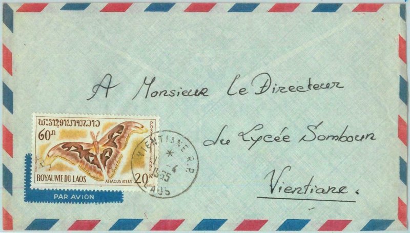 94533  - LAOS -  Postal History -  Airmail  COVER 1965  - FAUNA Butterflies MOTH