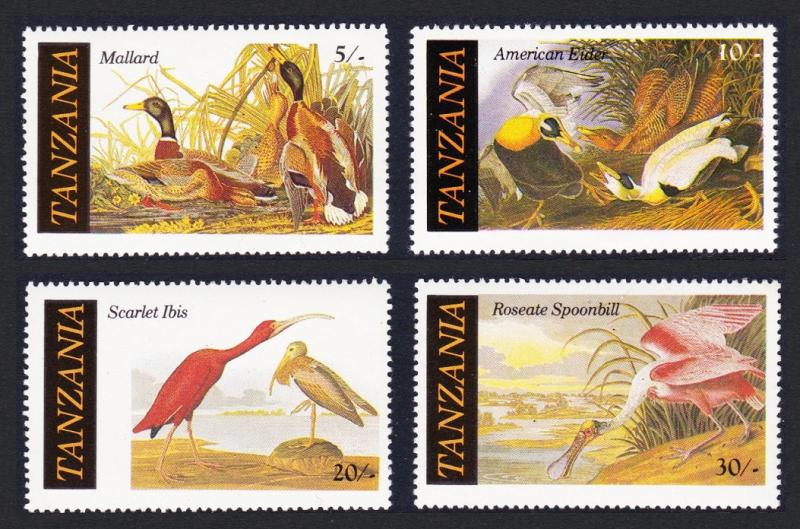 Tanzania Mallard Eider Ibis Spoonbill Birds Audubon 4v SG#464-467 SC#306-309