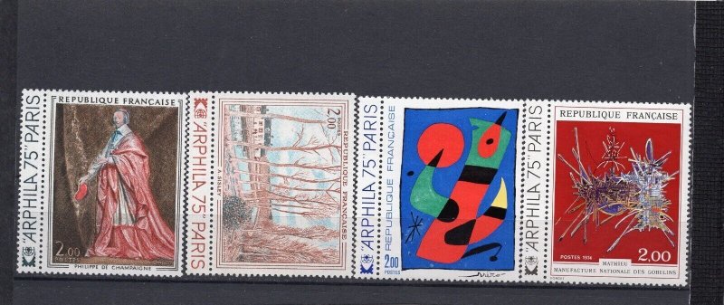 FRANCE 1974 ART/PAINTINGS SET OF 4 STAMPS MNH