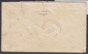 India 1936 uprated surcharged entire sent to NY with US Definitives as post. due