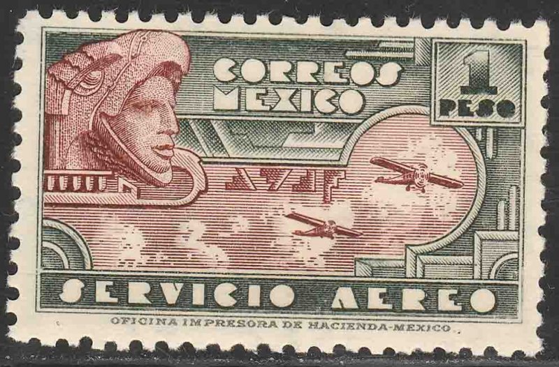 MEXICO C72, $1P EAGLEMAN AND AIRPLANES. UNUSED, H OG. VF.