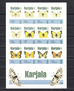 Karjala, R13-R24. Russian Local. Butterflies IMPERF sheet. ^