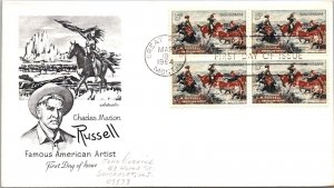 FDC 1964 SC #1243 Artmaster Cachet - Great Falls MT - Block Of 4 - J5966