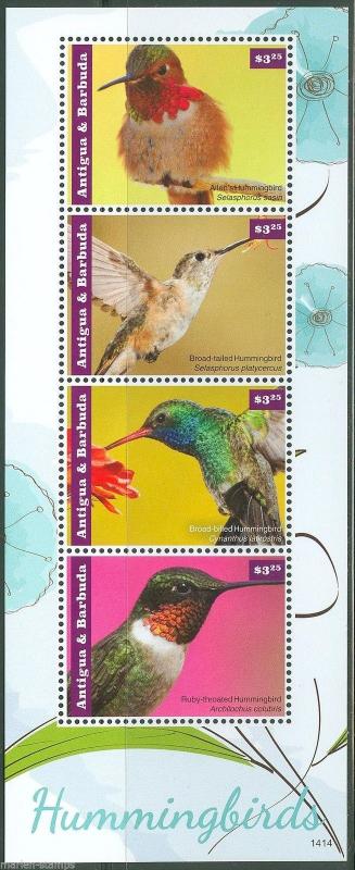 ANTIGUA HUMMINGBIRDS  II  SHEET OF FOUR MINT NH 