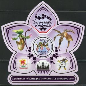NIGER 2017 ORCHIDS OF INDONESIA  SOUVENIR SHEET MINT NH