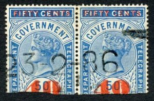 Ceylon Telegraphs SGT56 40c on 50c Blue Type 51 Only Ten Thousand printed