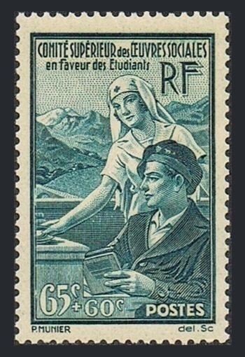 France B78,MNH.Michel 435. Student Relief,1938.Student and nurse.