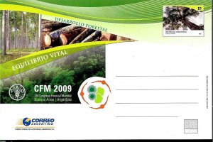 PS-201 ARGENTINA 2009 P STATIONARY FLORA TREES WORLD FORESTAL CONGRES UNUSED