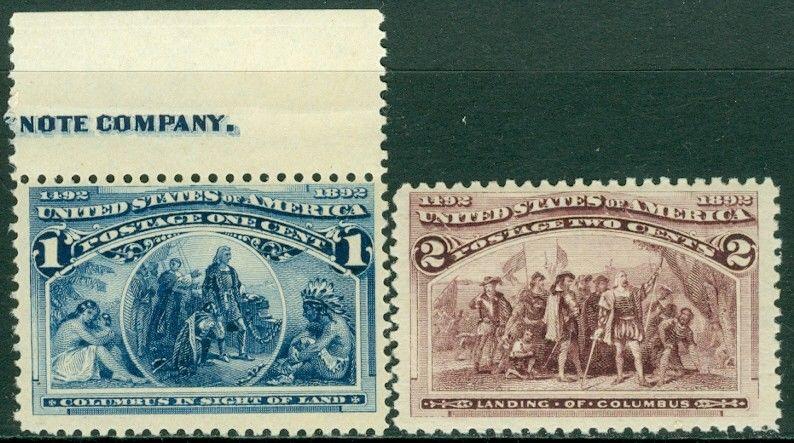 EDW1949SELL : USA 1893 Scott #230-31 Mint Never Hinged. Very Fresh. Catalog $70.