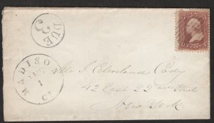 $US cover Sc#65 Madison CT. DUE 3