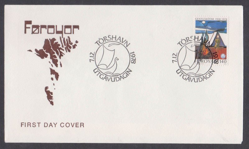 FAROE ISLANDS - 1978 50 YEARS OF GIRLS SCOUTING / SCOUTS - FDC