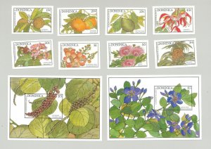 Dominica #1101-1110 Flowers, Trees, Food, Fruit 8v & 2v S/S Imperf Proofs